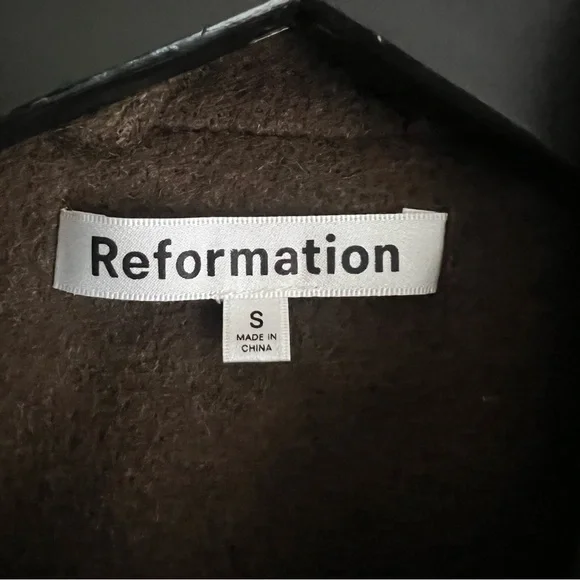 Reformation Rocky Brown Button Front Oversized Shirt Jacket in Nutella Size S - Picture 3 of 7